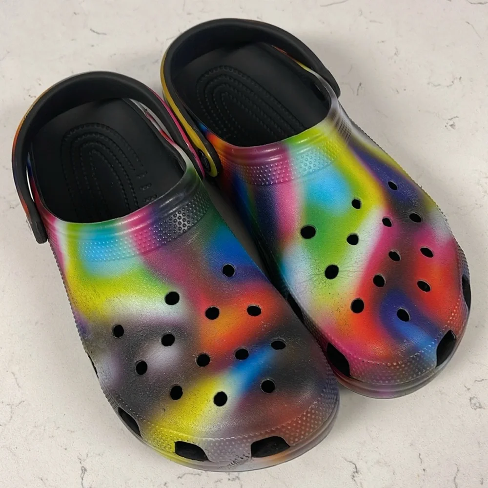 Crocs Classic Clog Solarized Tie Dye Unisex Women’s 12 - Mens 10 Black / Multi